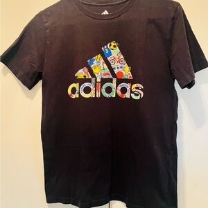 adidas Kids Black Graphic Logo Tee - EUC! - Big boys size 10-12 (M)